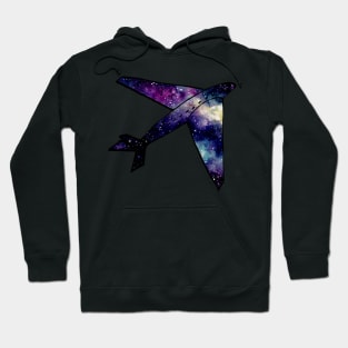 Watercolor Outer Space and Airplane Hoodie